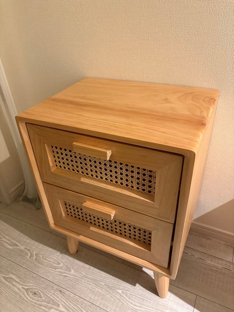 北欧 ヴィンテージキャビネット ラタンマガジンラック サイドテーブル