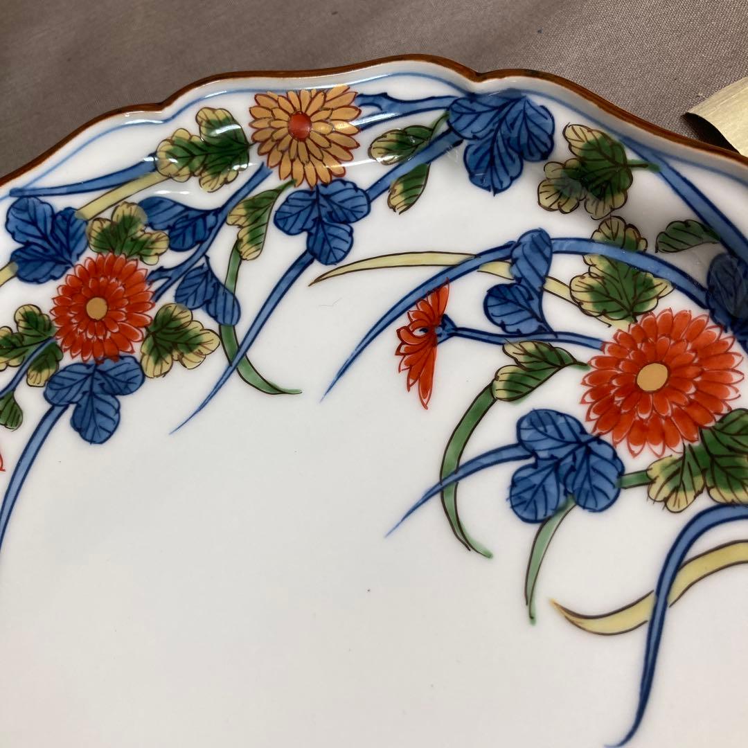 【源右衛門】古伊万里の伝統　日本名窯　舘林源右衛門作　染錦古伊万里菊絵　中皿二枚