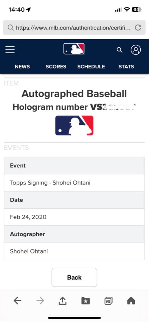 【S】大谷翔平 直筆サインボール MLBホログラム TOPPS