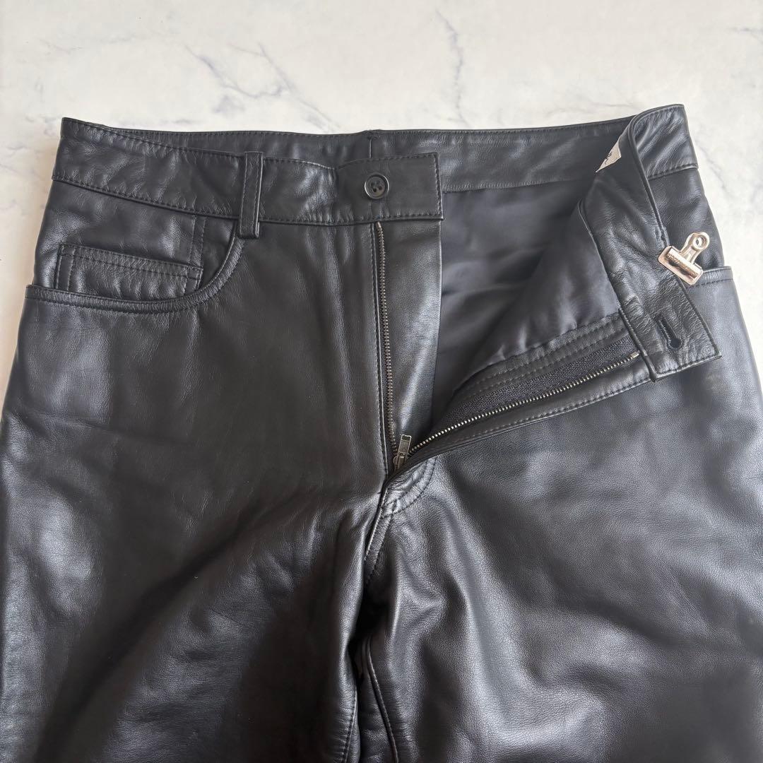 新品 Paul Smith レザーパンツ 牛革 裏地付 柔らかい 黒 30