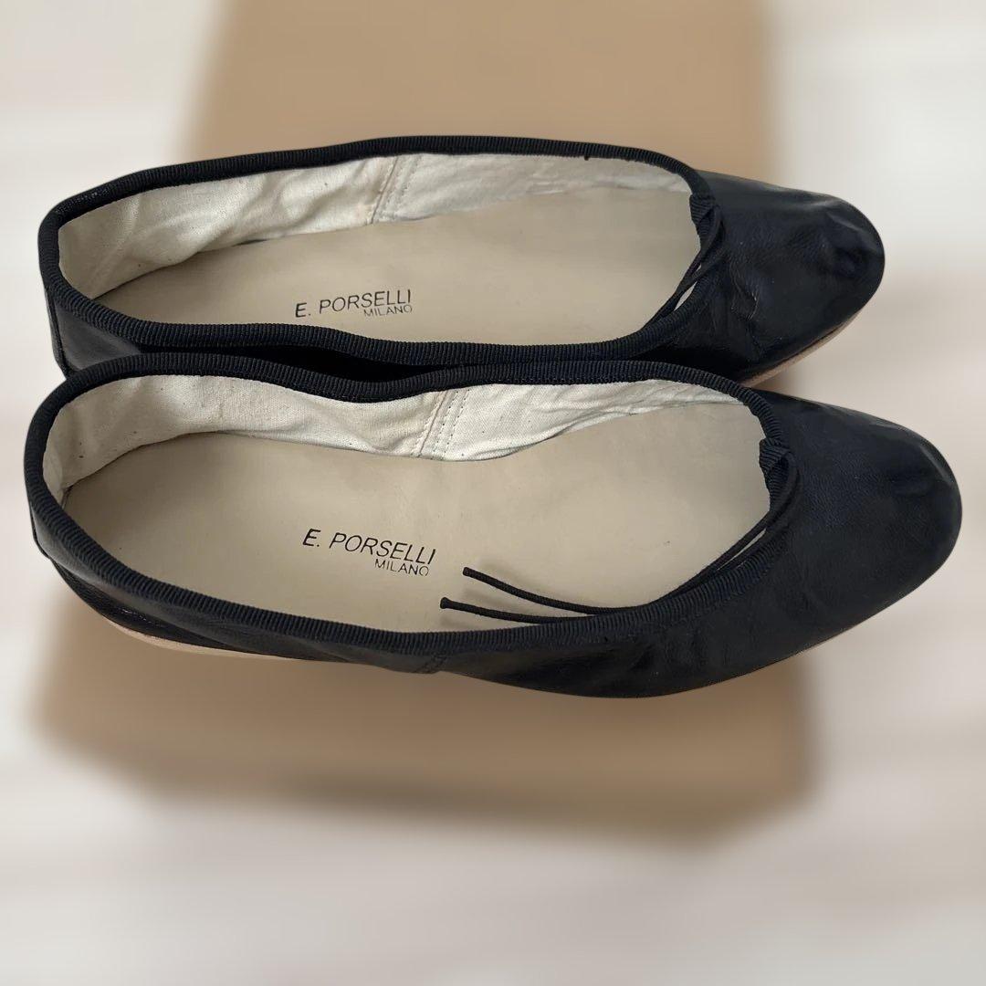 E. Porselli 黒 バレエシューズ