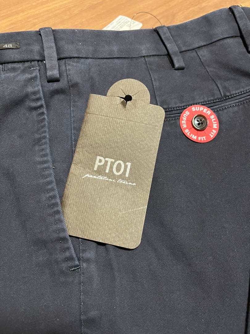 【新品未使用】PT01 ネイビースラックス　サイズ48 裾上無し 定価3.4万