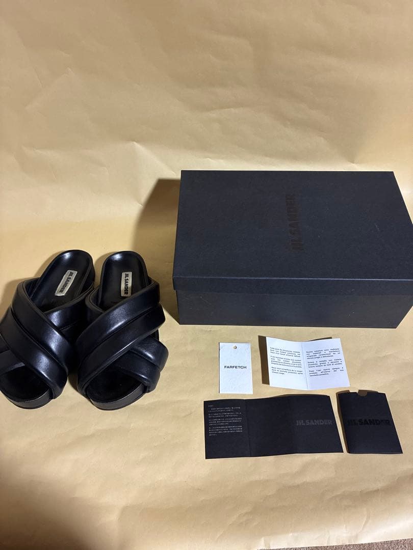 JIL SANDER クロスレザーベルトサンダル 41 Black メンズ