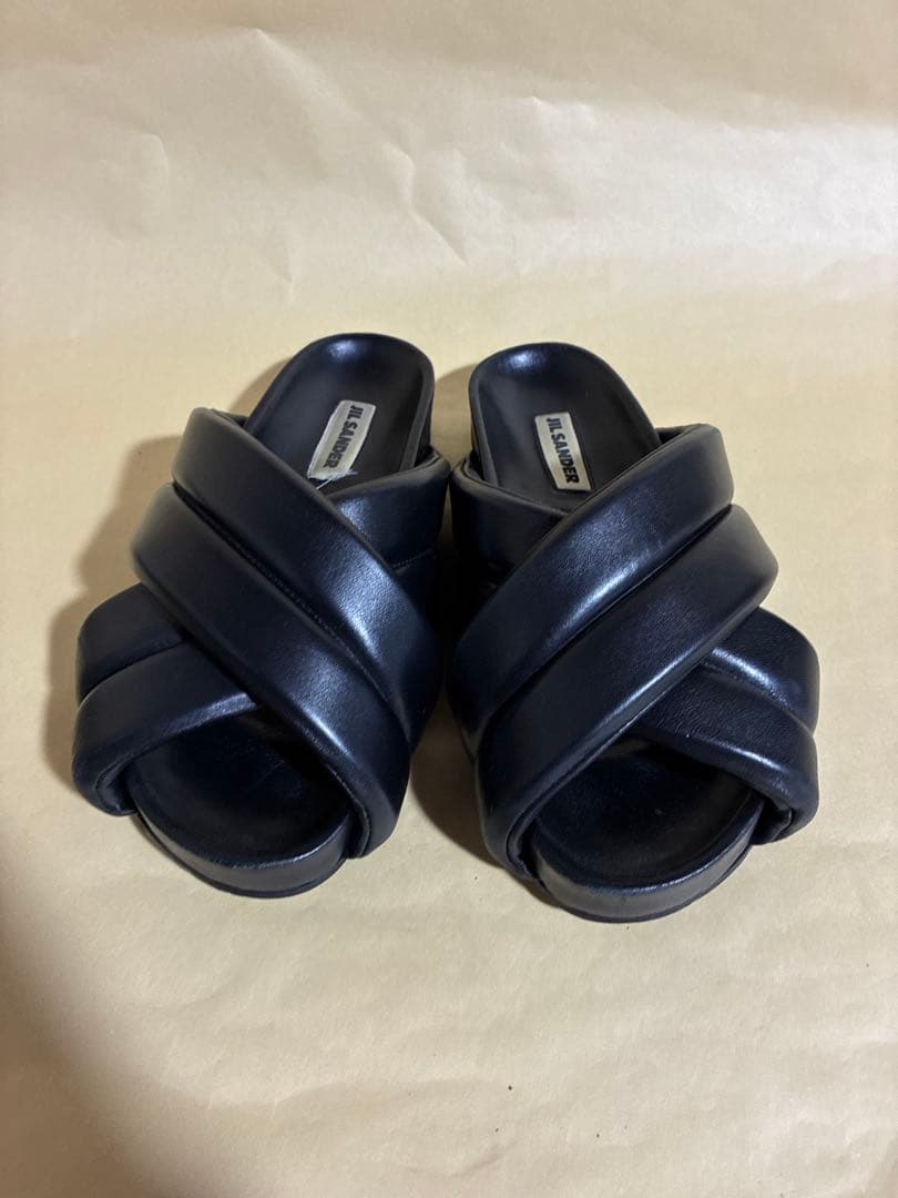 JIL SANDER クロスレザーベルトサンダル 41 Black メンズ