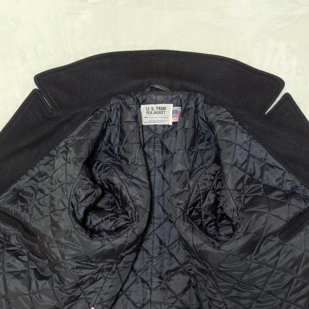 90S　USA製　SCHOTT　740N　42サイズ　ピーコート　ブラック