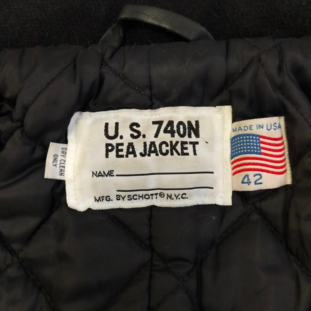 90S　USA製　SCHOTT　740N　42サイズ　ピーコート　ブラック