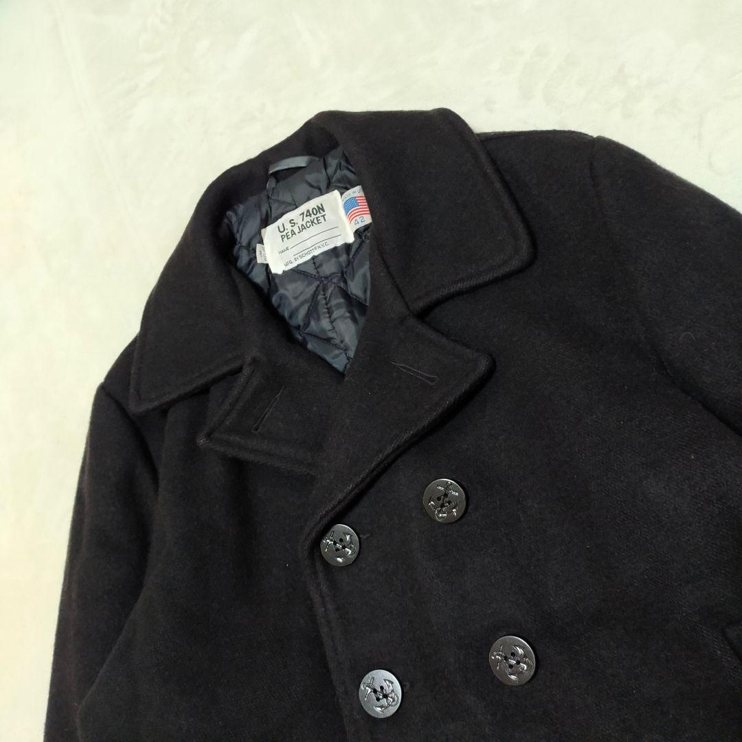 90S　USA製　SCHOTT　740N　42サイズ　ピーコート　ブラック