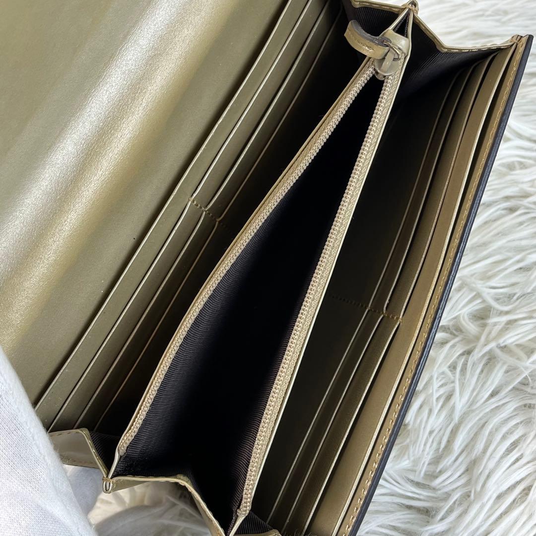 美品　GUCCI シマ　レザー　コンチネンタルウォレット　長財布　ゴールド