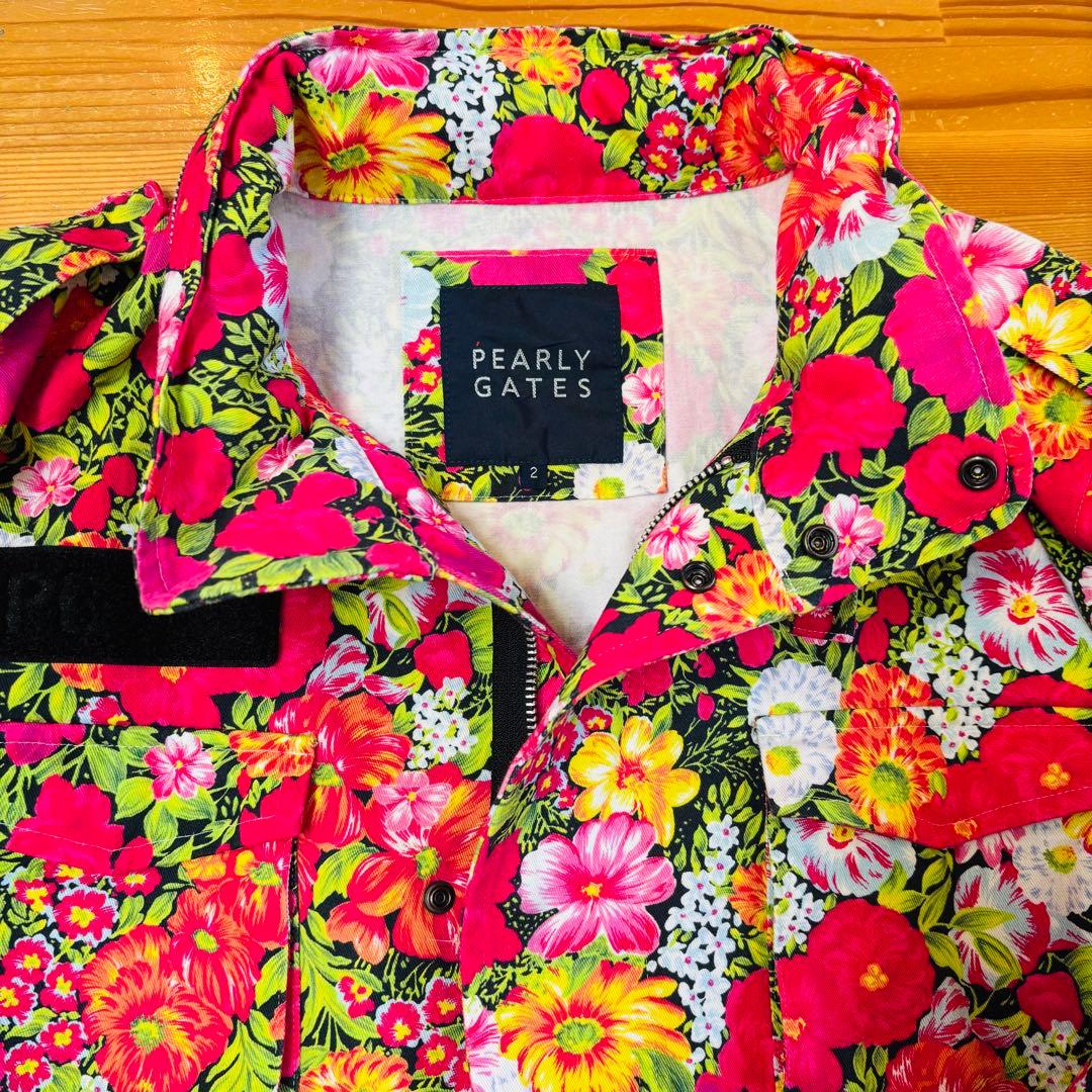 パーリーゲイツ 花柄　ジャケット　フード付きブルゾン　パーカー　ゴルフウエア