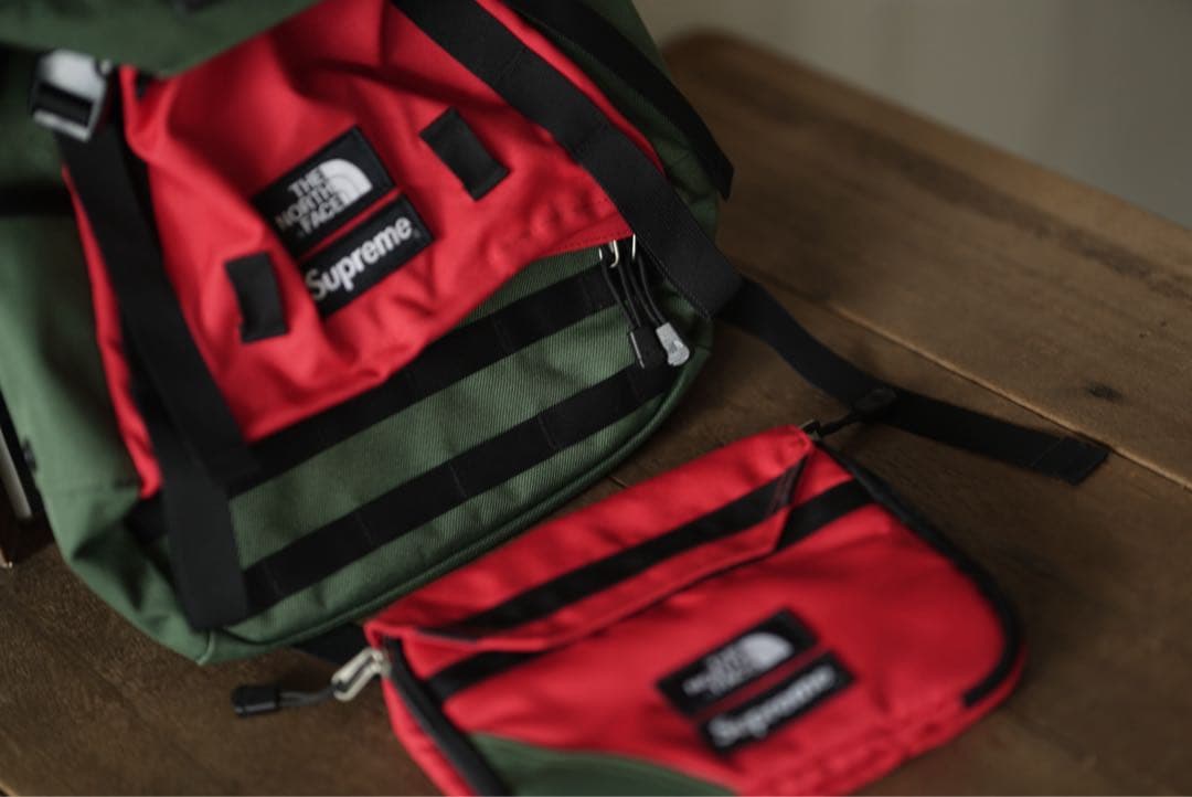 美品 シュプリーム ザノースフェイス スティープ テック バックパック 緑 赤