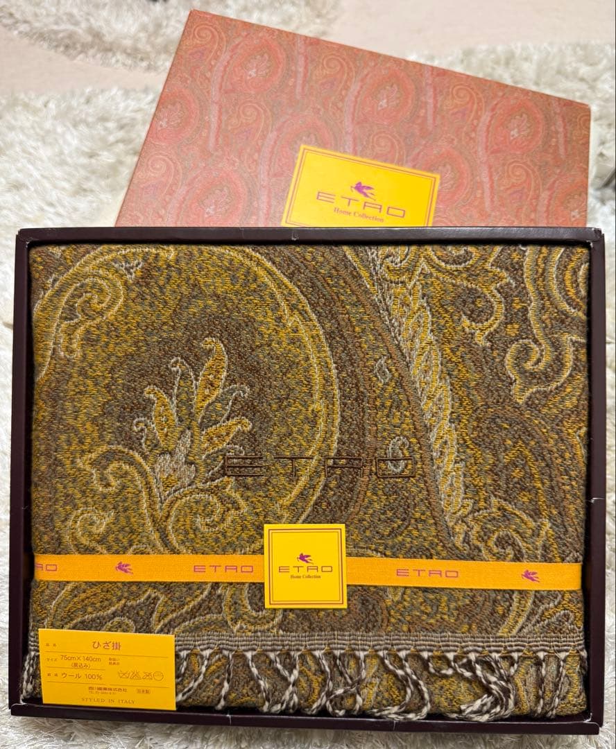 ETRO エトロ ペイズリー柄ウールブランケット ひざ掛け　箱付き 未使用