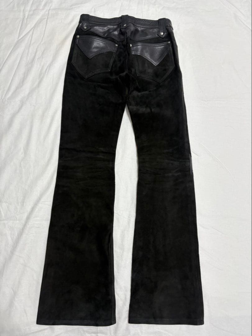 パンツ Yasuyuki Ishii cross leather flare pants