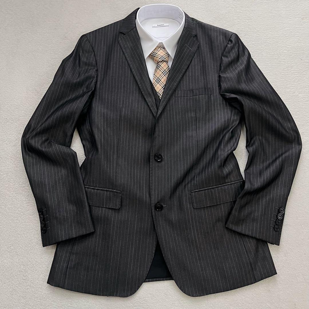 バーバリー　ブラックレーベル 3ピース　セットアップ　スーツ　総裏 グレー