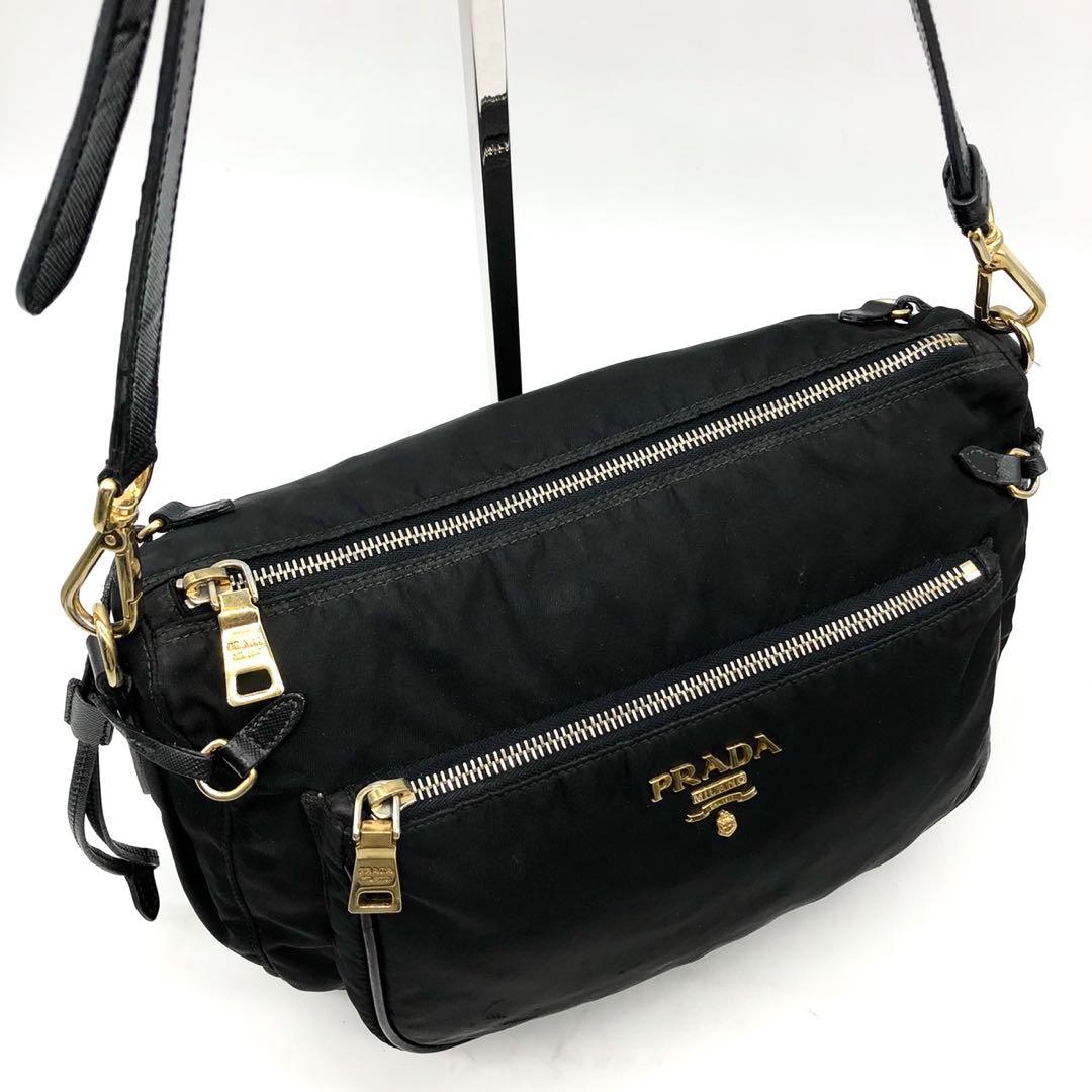 ✨ギャランティ付✨プラダ ショルダーバッグ メタルロゴ ゴールド金具 ナイロン