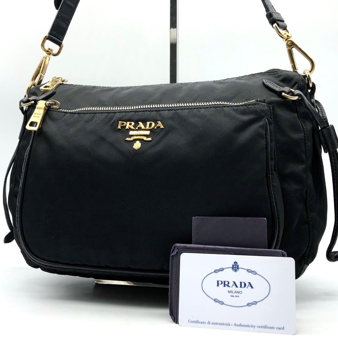 ✨ギャランティ付✨プラダ ショルダーバッグ メタルロゴ ゴールド金具 ナイロン