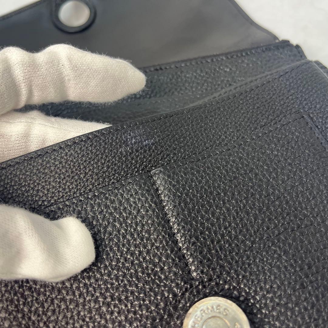 HERMES エルメス 財布 ドゴン GM 小銭入れ付き 刻印:□F ブラック