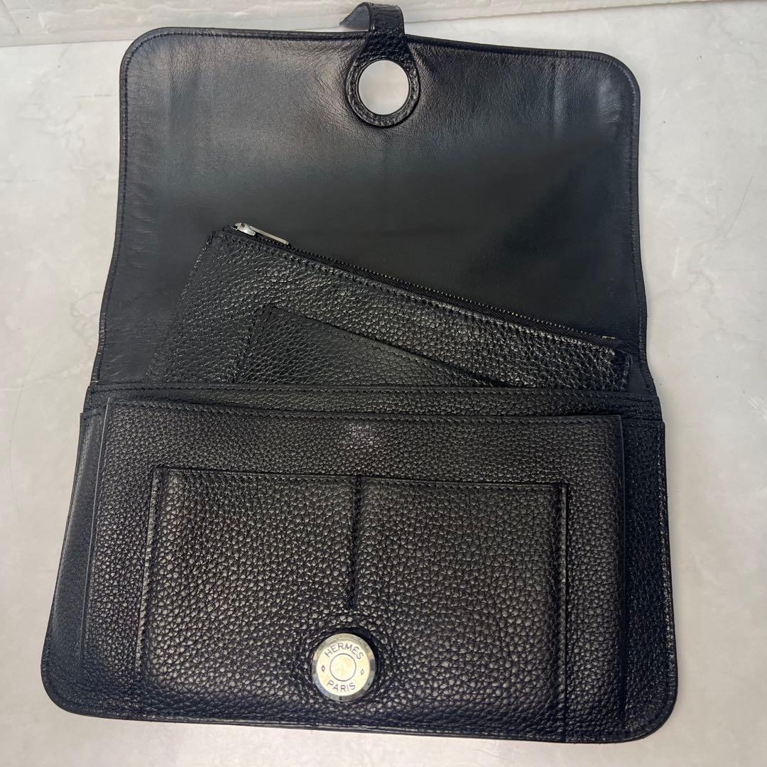 HERMES エルメス 財布 ドゴン GM 小銭入れ付き 刻印:□F ブラック