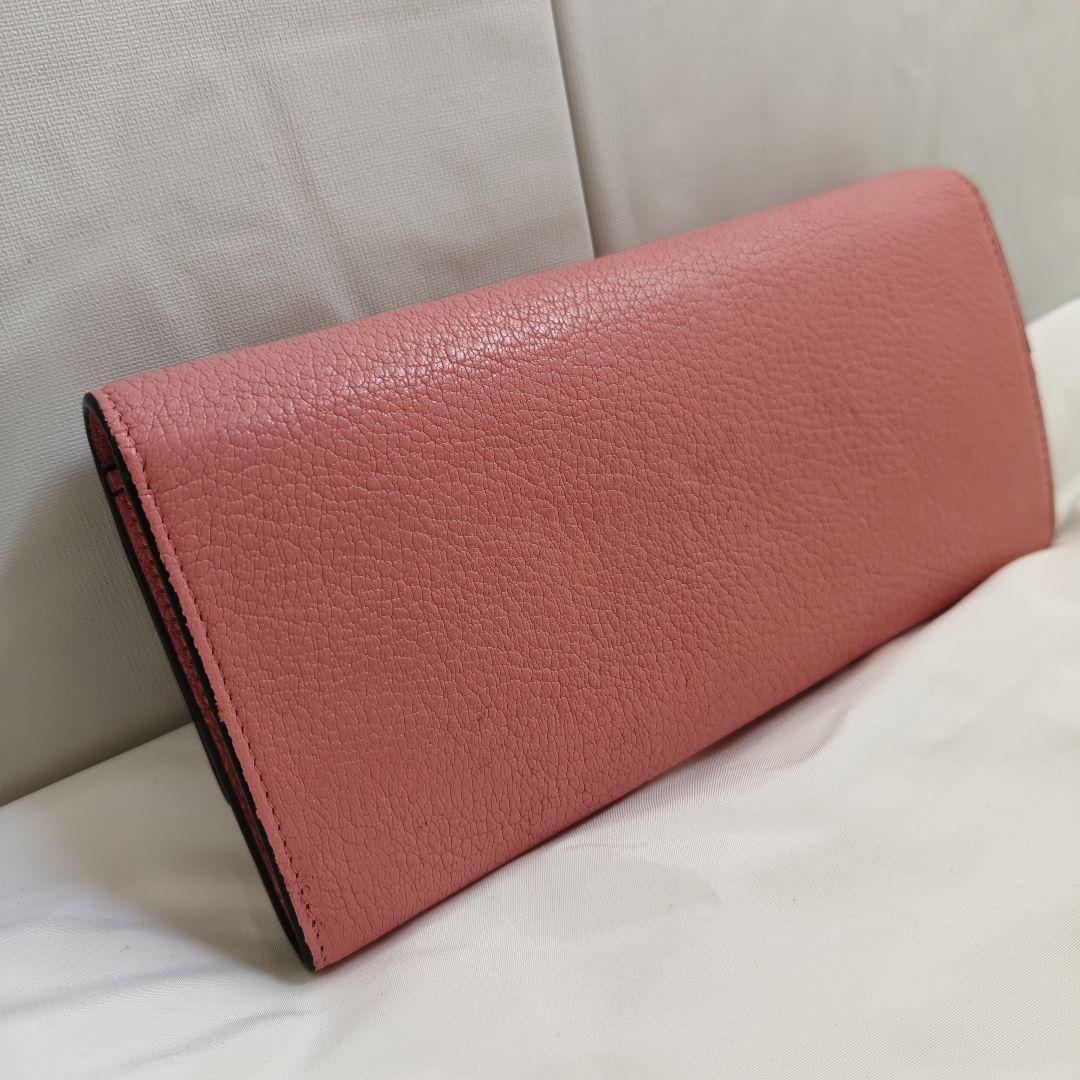 美品　ミュウミュウ　長財布　マドラス シティカーフ ウォレット　ピンク