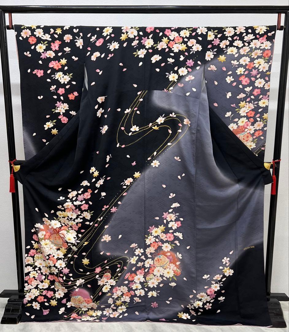 振り袖　フルセット　長襦袢付　成人式　パーティー　金彩加工　刺繍入り　723