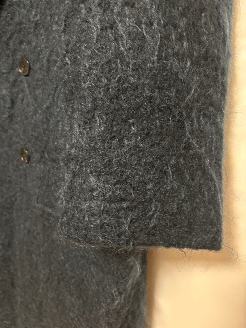 美品　【PUBLIC TOKYO】モヘア　シャギー　オーバーコート　ネイビー