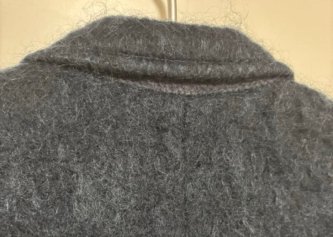 美品　【PUBLIC TOKYO】モヘア　シャギー　オーバーコート　ネイビー