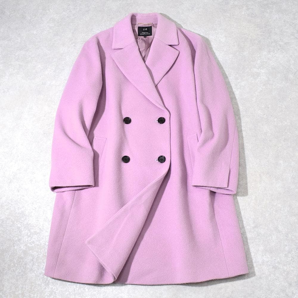 大きいサイズ 23区 ウール ビーバー チェスターコート 44 ピンク系