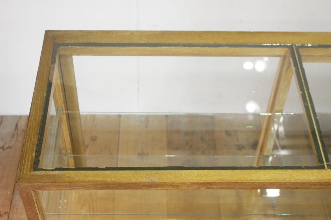 ※専用レトロ ガラスショーケース 店舗什器 ディスプレイ ナチュラル 木製収納