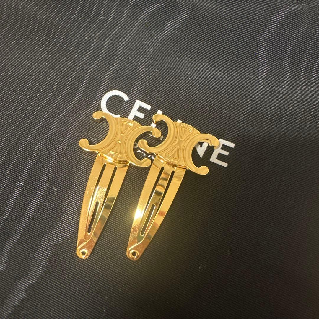 CELINE ゴールド クリップ式ヘアピン 2個セット