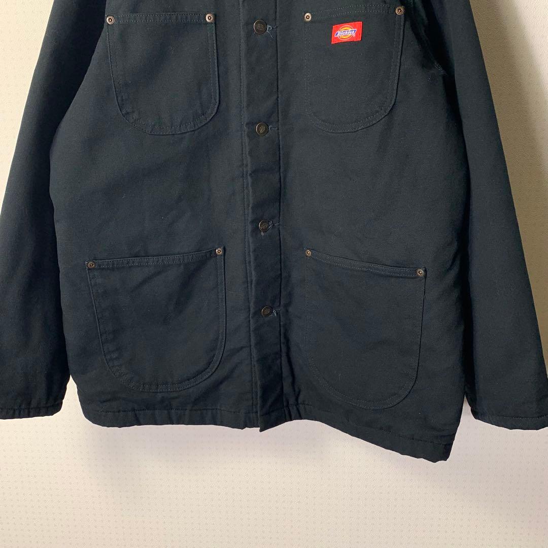90s Dickies カバーオール ブランケット L ブラック 襟コーデュロイ