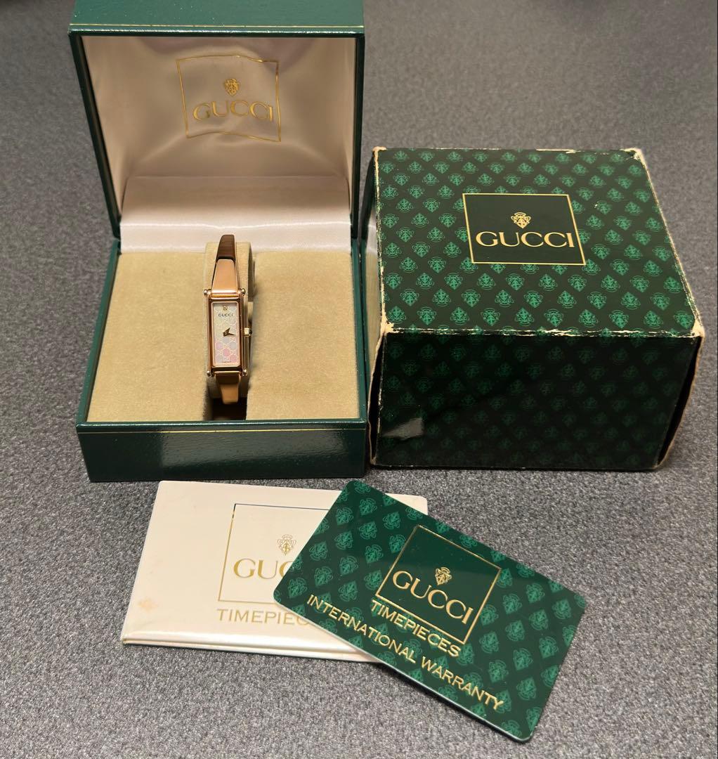 極美品 グッチ 腕時計 バングルウォッチ1500L ゴールド 1Pダイヤ文字盤