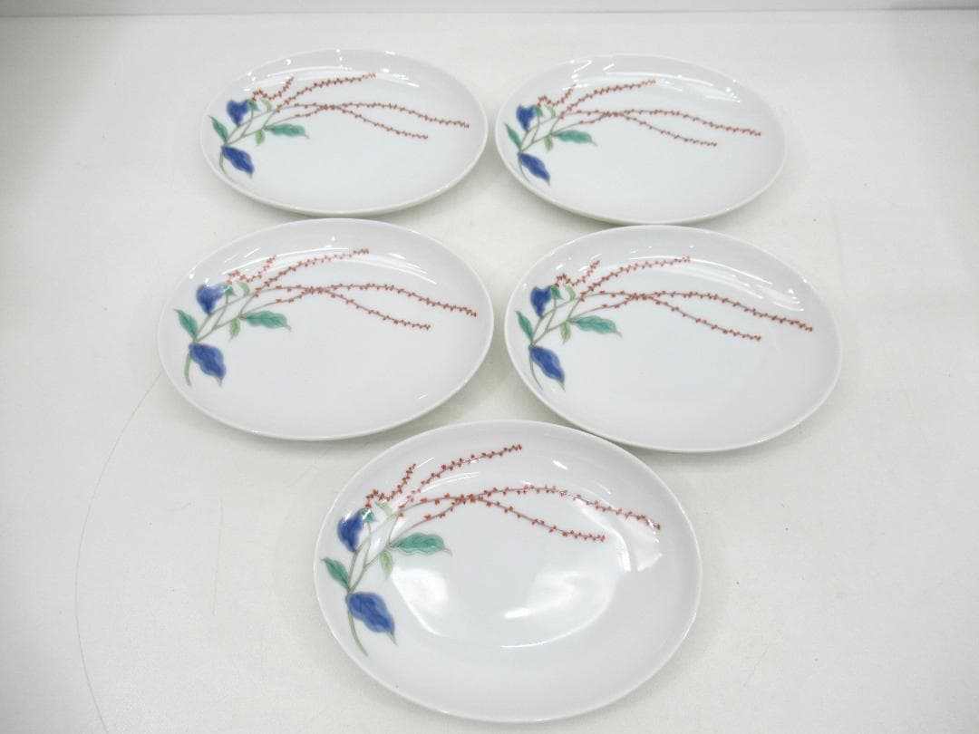 【未使用品】深川製磁 楕円小皿 水引き草 10枚 / 小鉢 梅散し 5枚 N11