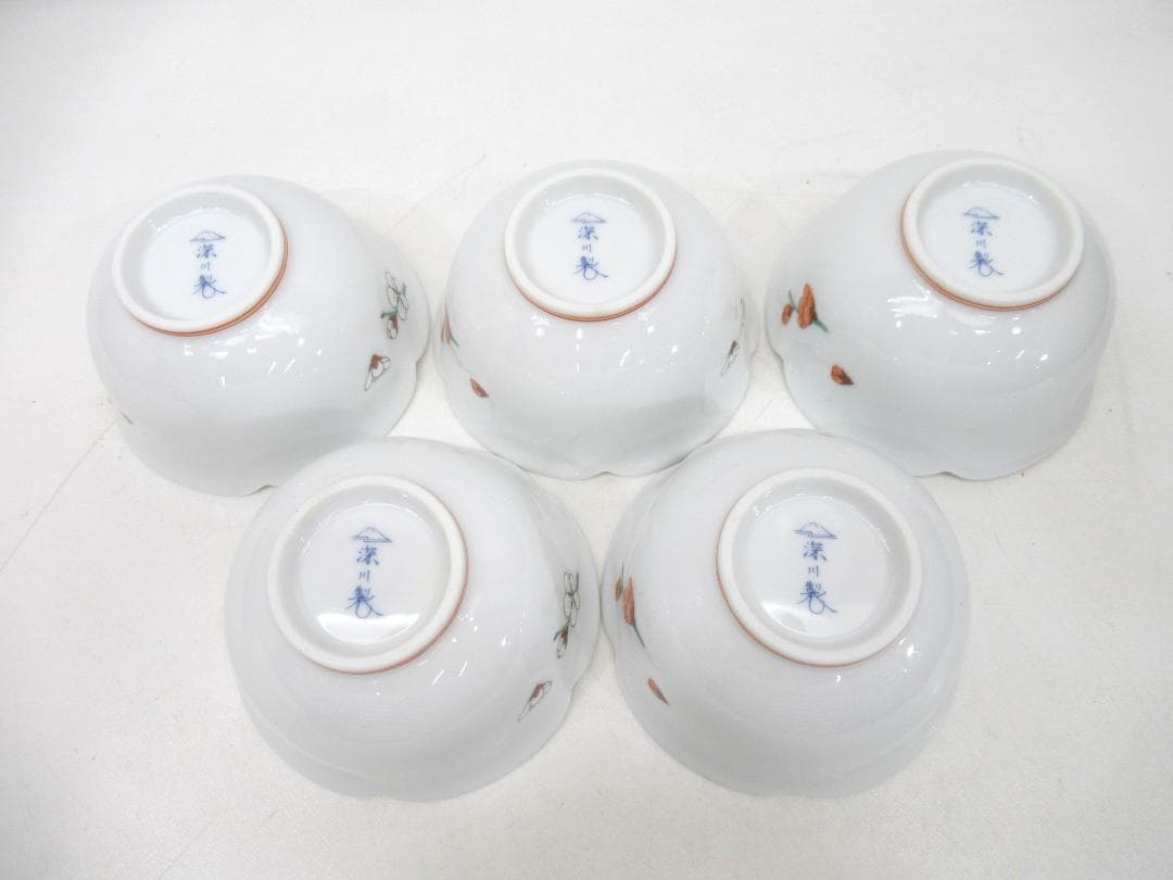 【未使用品】深川製磁 楕円小皿 水引き草 10枚 / 小鉢 梅散し 5枚 N11