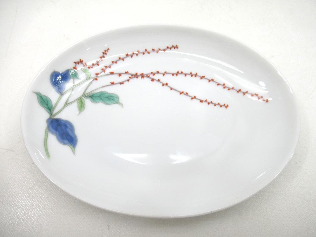 【未使用品】深川製磁 楕円小皿 水引き草 10枚 / 小鉢 梅散し 5枚 N11