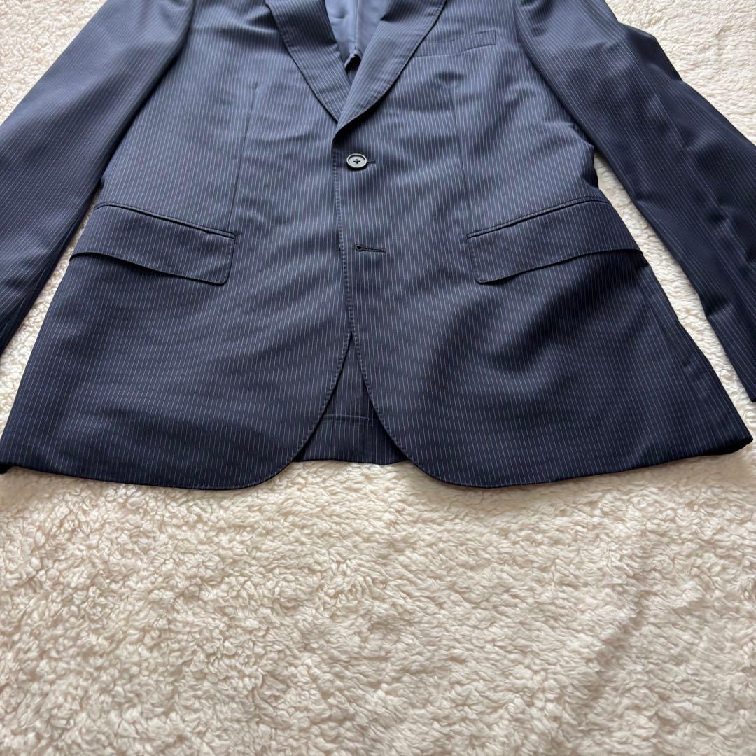 【極美品】ポールスミス ゼニア スーツ ネイビー L ストライプ シルク混