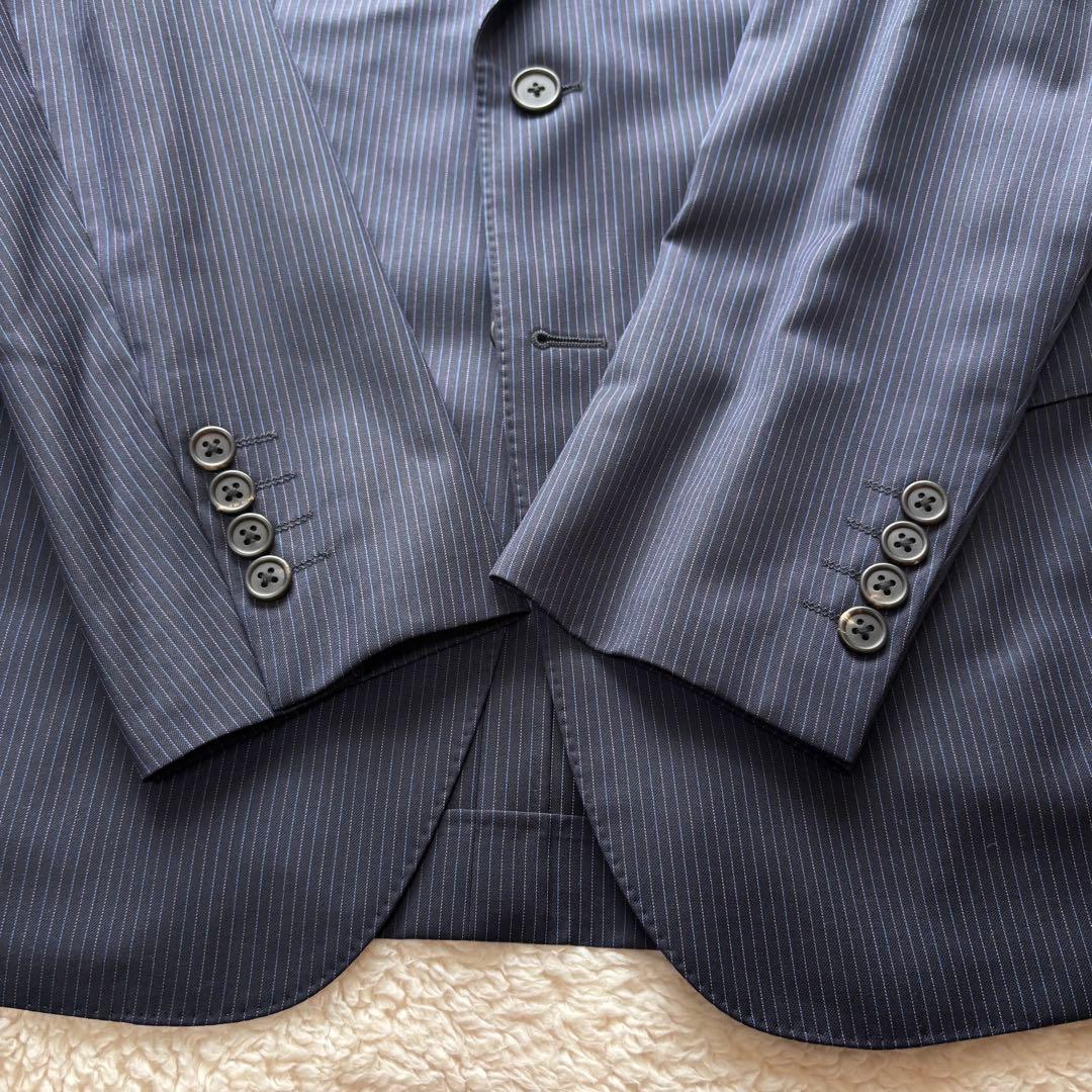 【極美品】ポールスミス ゼニア スーツ ネイビー L ストライプ シルク混