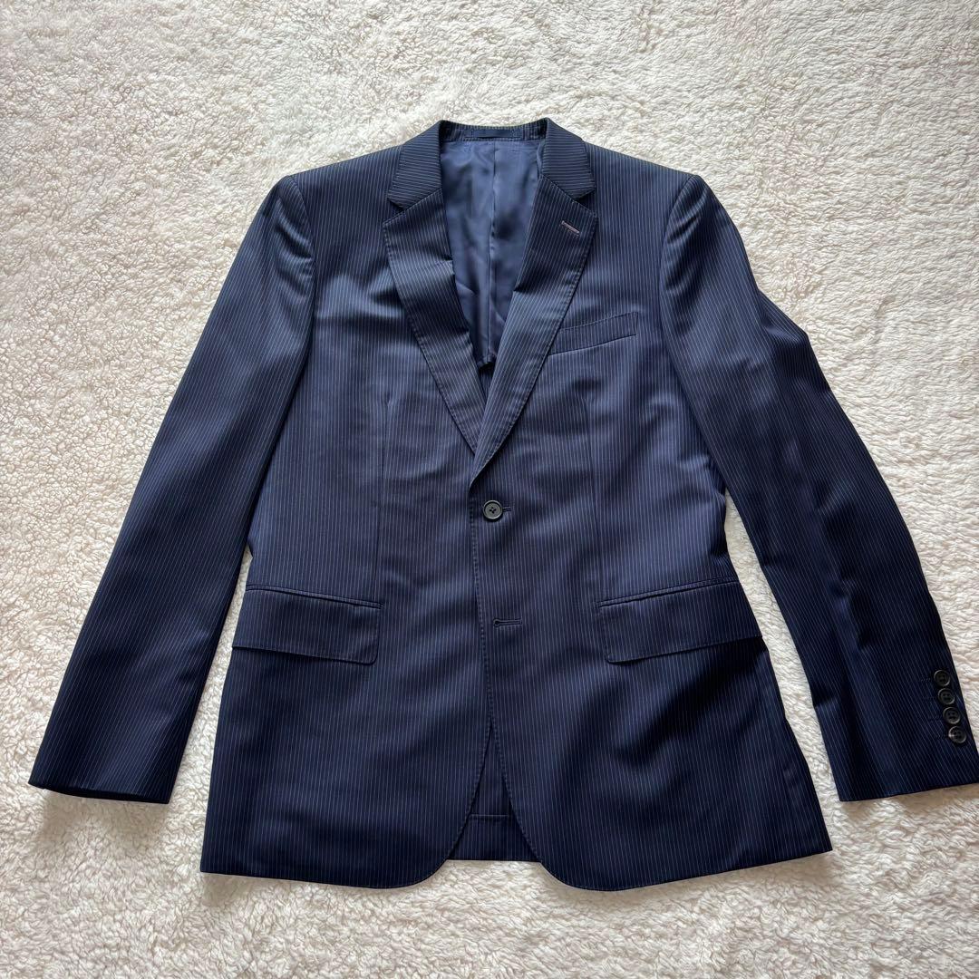 【極美品】ポールスミス ゼニア スーツ ネイビー L ストライプ シルク混