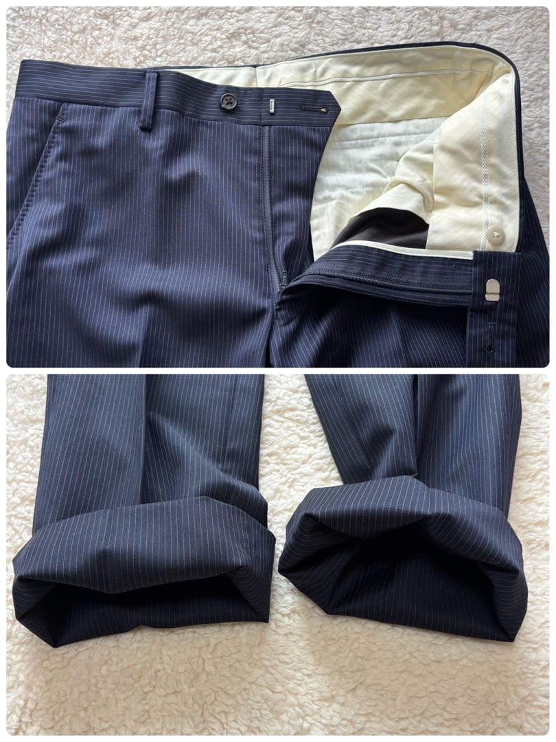 【極美品】ポールスミス ゼニア スーツ ネイビー L ストライプ シルク混