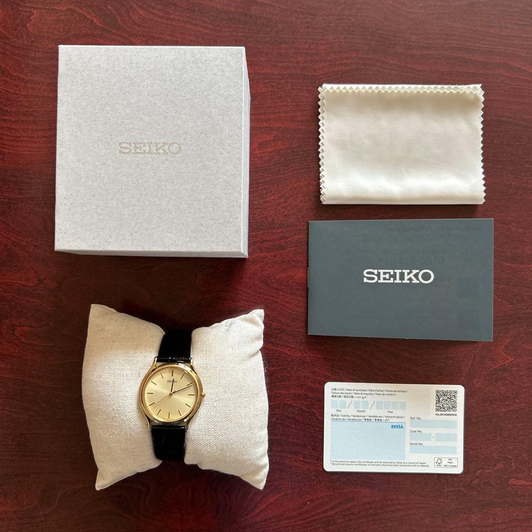 新品　セイコー　腕時計　men's 電池式　クロコダイル調レザーベルト