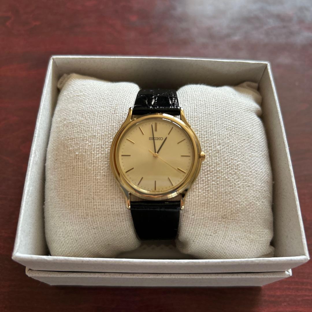 新品　セイコー　腕時計　men's 電池式　クロコダイル調レザーベルト