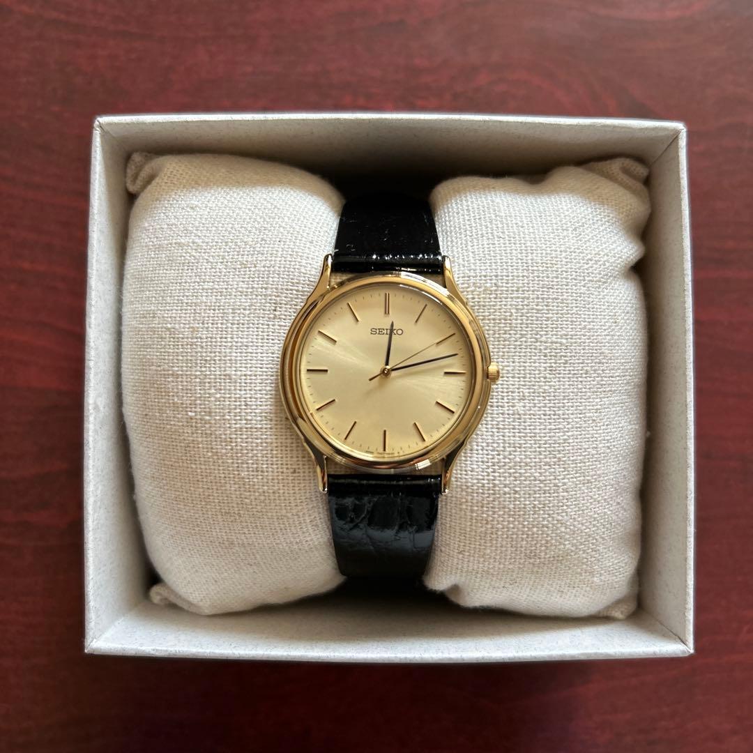 新品　セイコー　腕時計　men's 電池式　クロコダイル調レザーベルト