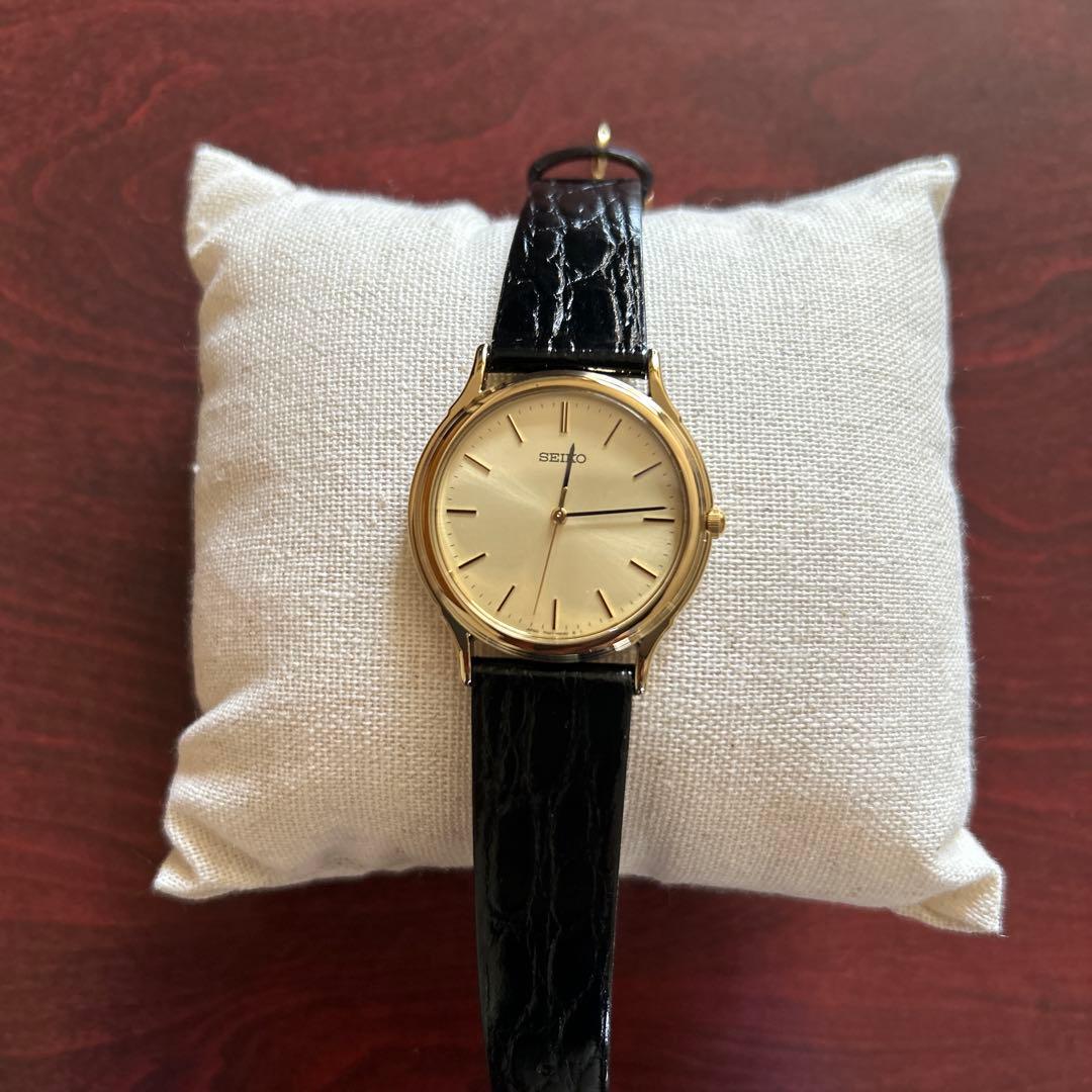 新品　セイコー　腕時計　men's 電池式　クロコダイル調レザーベルト