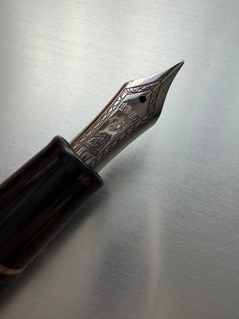 セーラー万年筆 銀 ブラック ペン先 21K H-SEF 箱 付属品付き