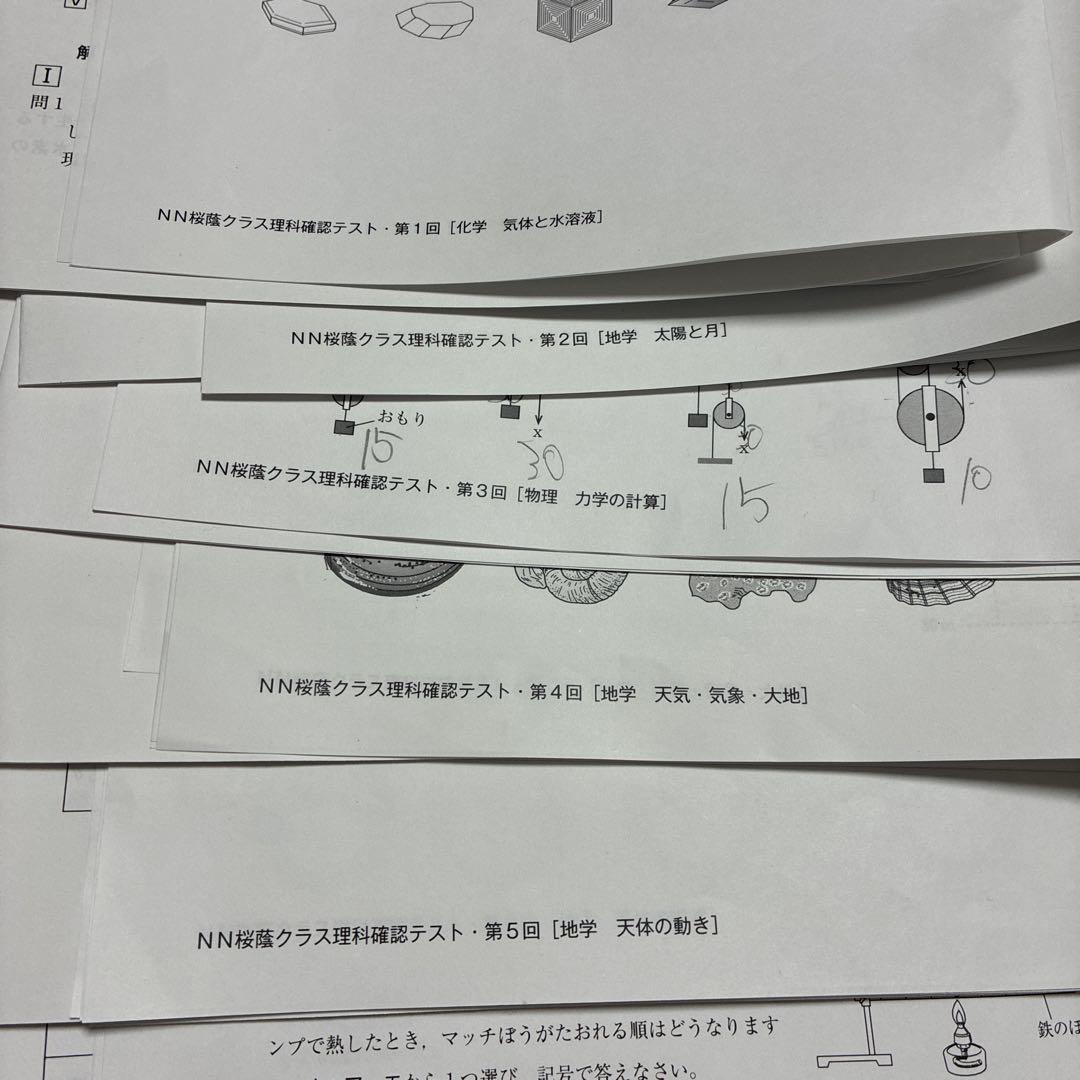 NN桜蔭グラス分け　理科確認テスト12セット　令和8年