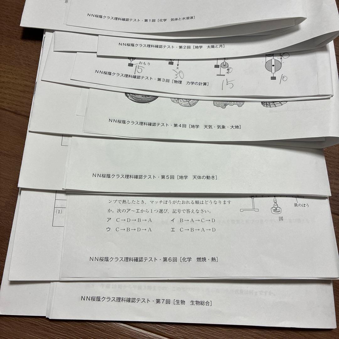 NN桜蔭グラス分け　理科確認テスト12セット　令和8年
