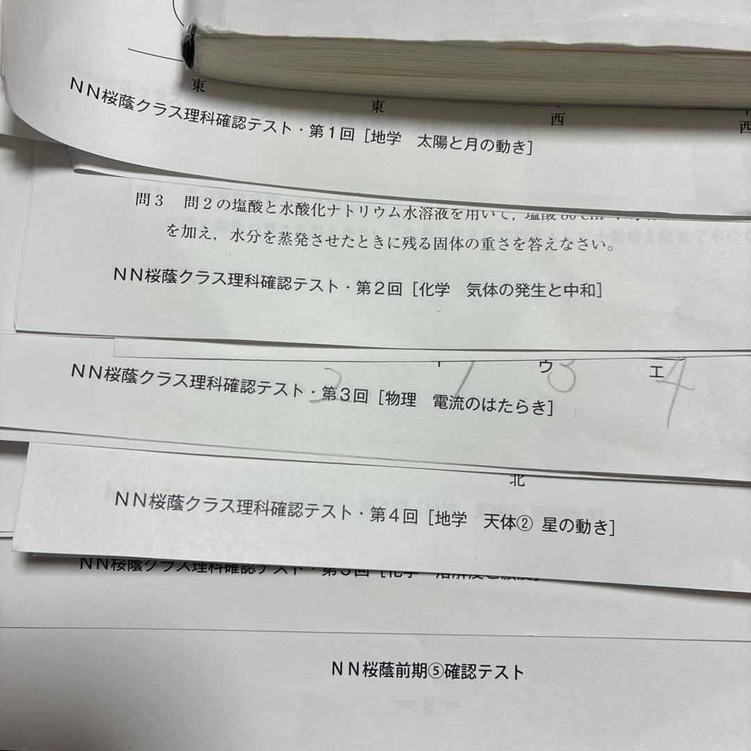 NN桜蔭グラス分け　理科確認テスト12セット　令和8年