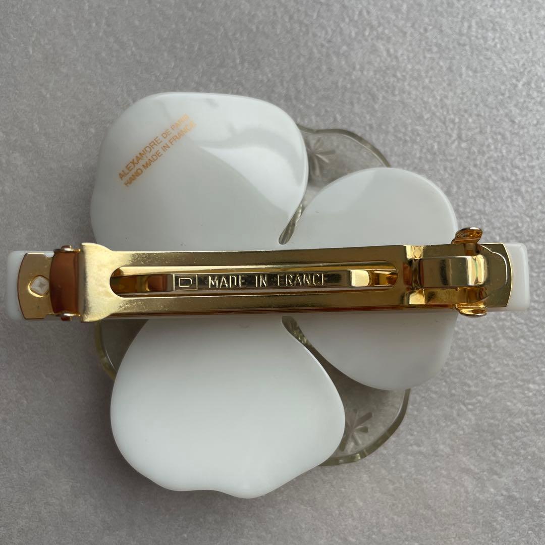 美品★ 希少★ アレクサンドルドゥパリ カメリア ホワイトスノー バレッタ