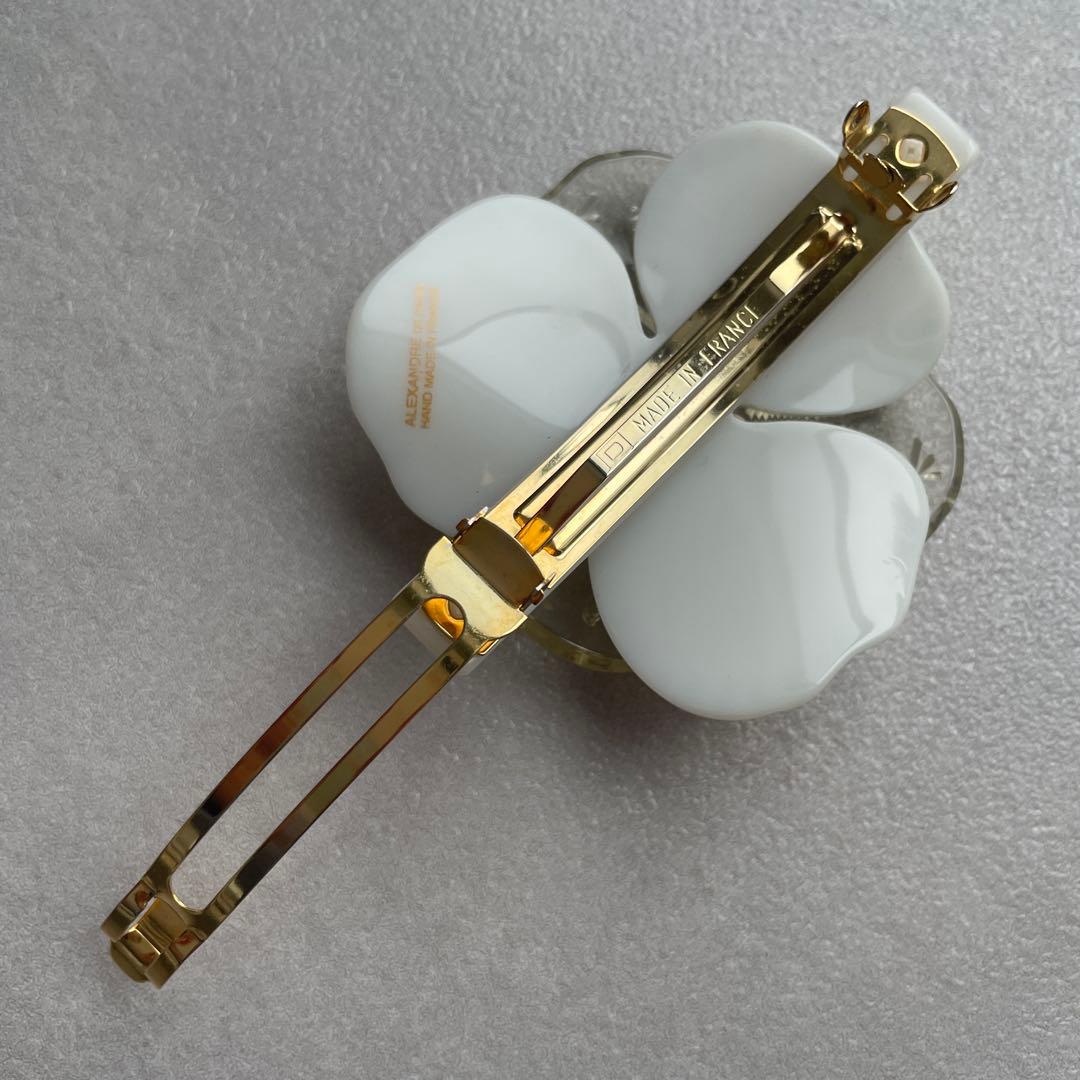 美品★ 希少★ アレクサンドルドゥパリ カメリア ホワイトスノー バレッタ