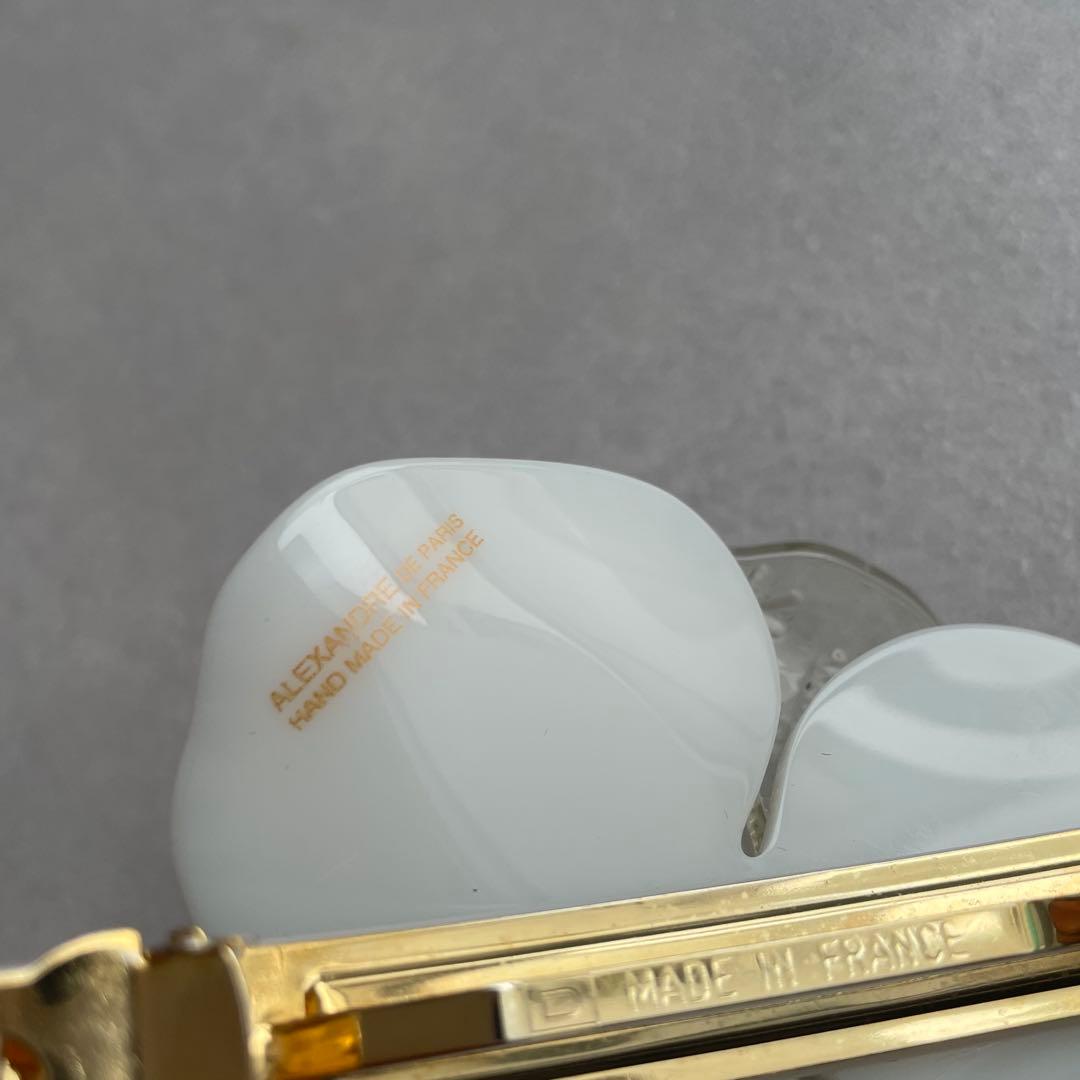 美品★ 希少★ アレクサンドルドゥパリ カメリア ホワイトスノー バレッタ