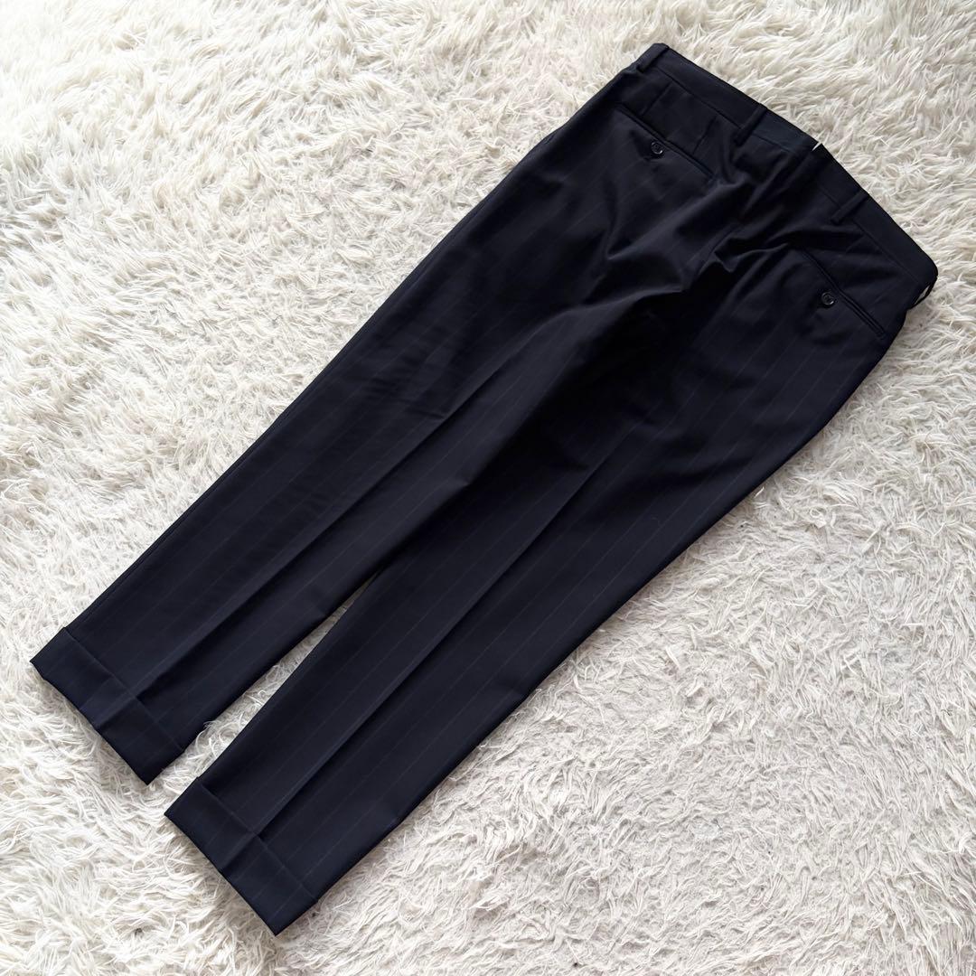 <23年モデル 極美品>LARDINI 新ロゴ ネイビー ウール スーツ 46