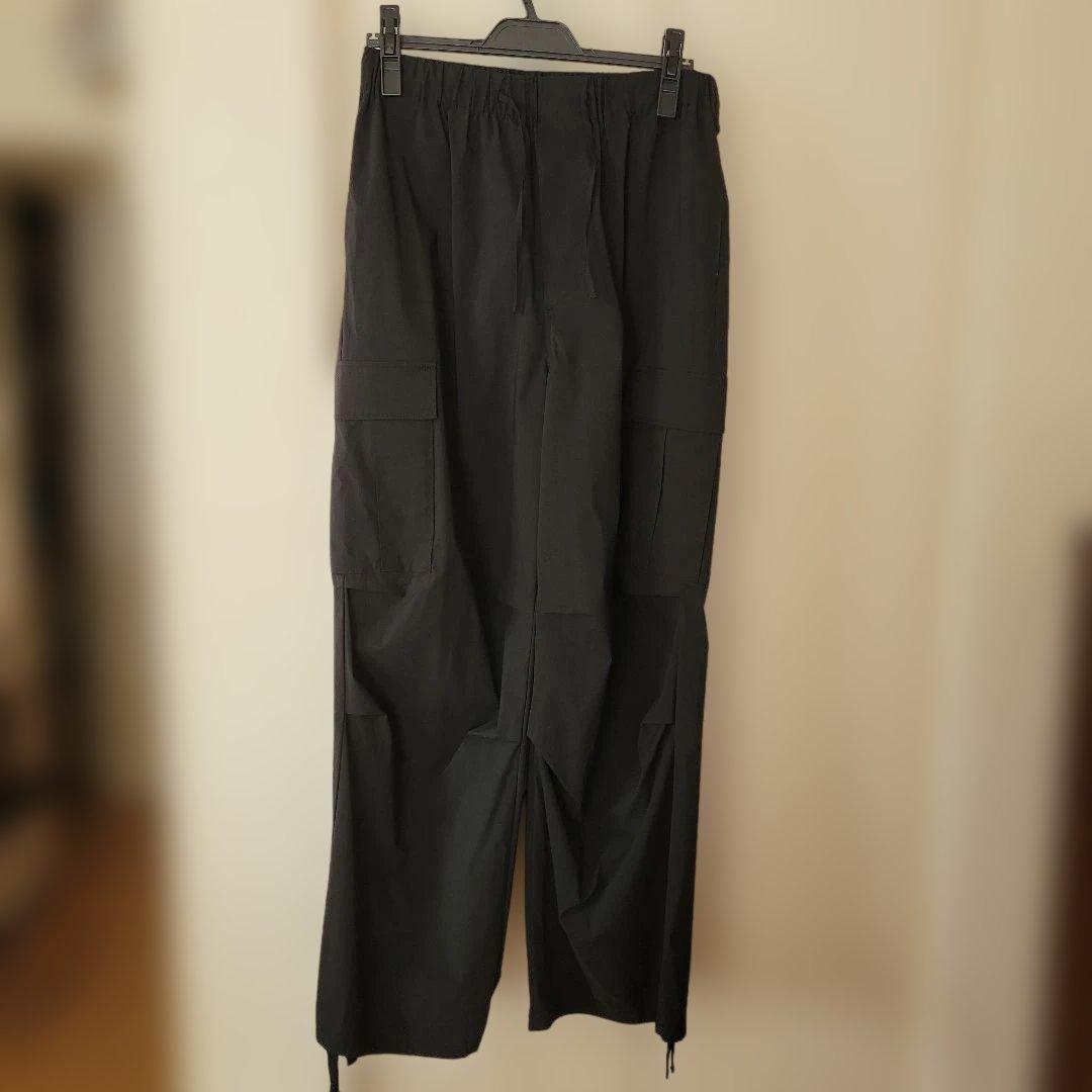 【SLOW】ミリタリーストレッチタフタ カーゴパンツ　黒